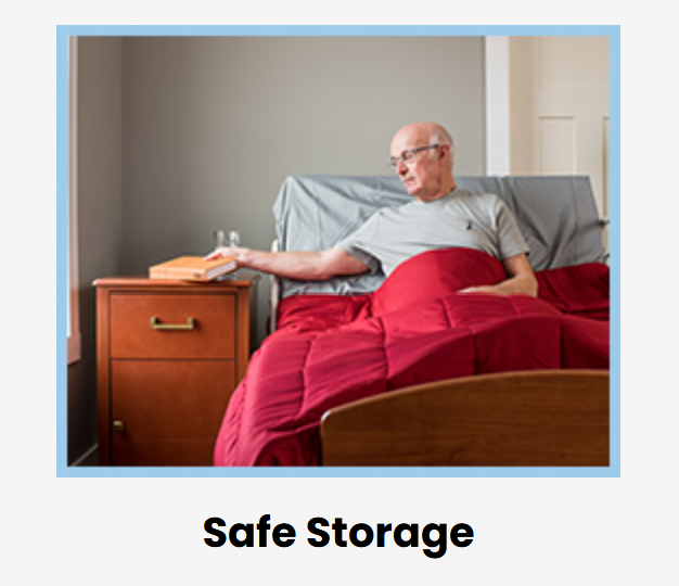 Med Mizer RetractaBed long-term care bed by Mr. Hospital Bed with secure retractable storage and adjustable safety features.