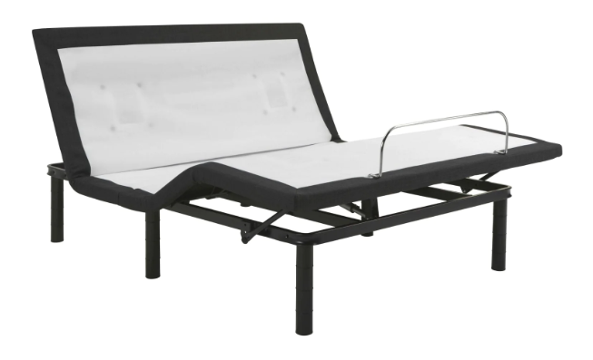 2.0  adjustable bed frame with white mattress on a white background