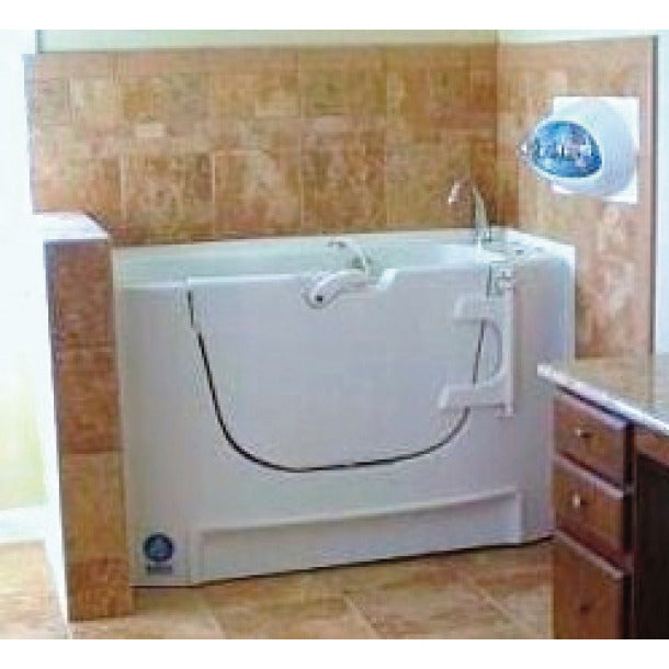 Blue Spring Walk-in Tub by Mr. Hospital Bed, showcasing a spacious blue bathtub designed for safe, comfortable bathing.