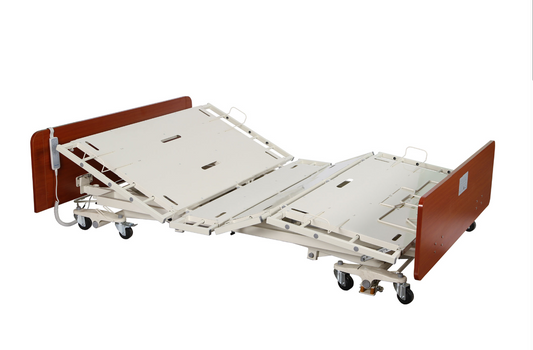 CostCare B359 heavy-duty bariatric long-term care bed with adjustable height and low profile, designed for bariatric patient comfort.