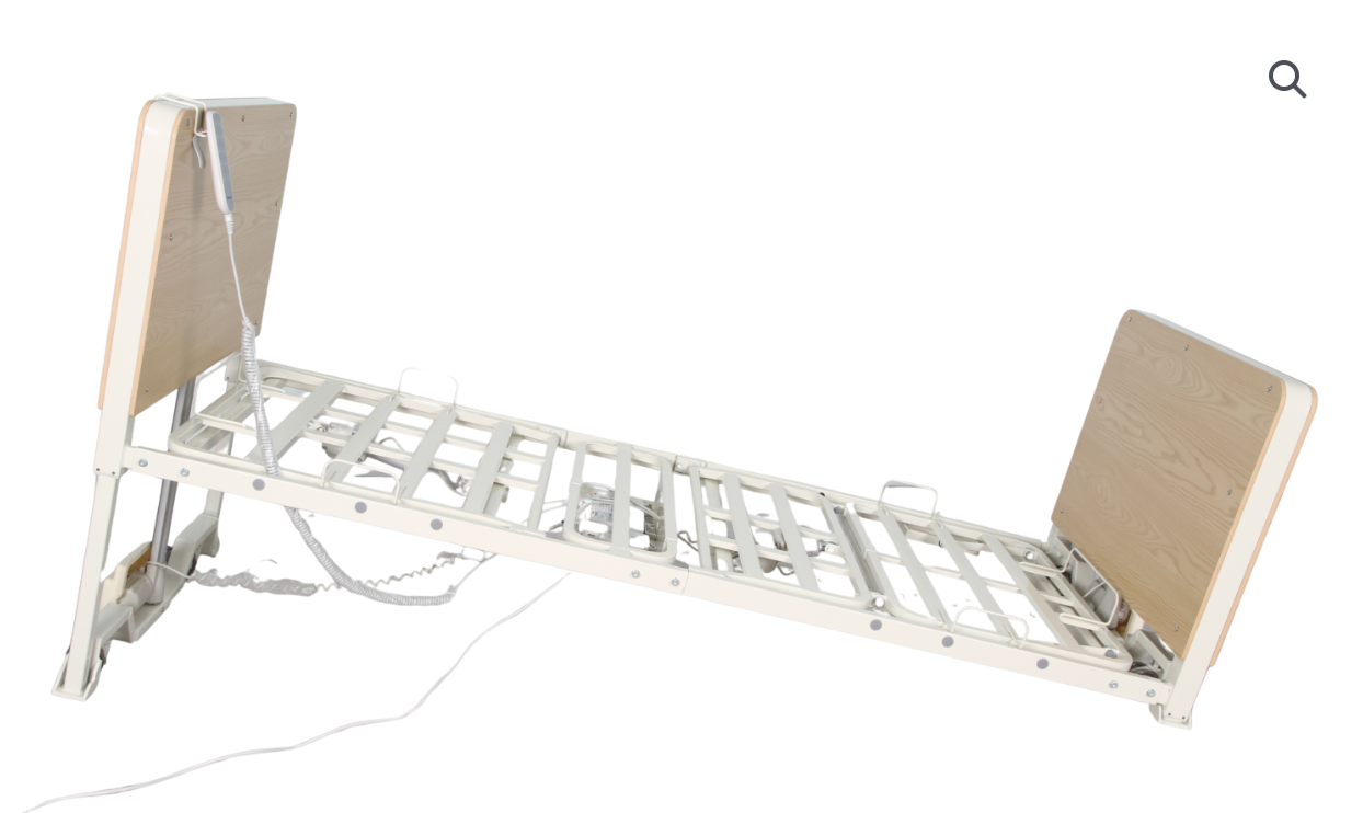 CostCare B420 ultra low long-term care bed by Mr. Hospital Bed with adjustable side rails and a sturdy metal frame.