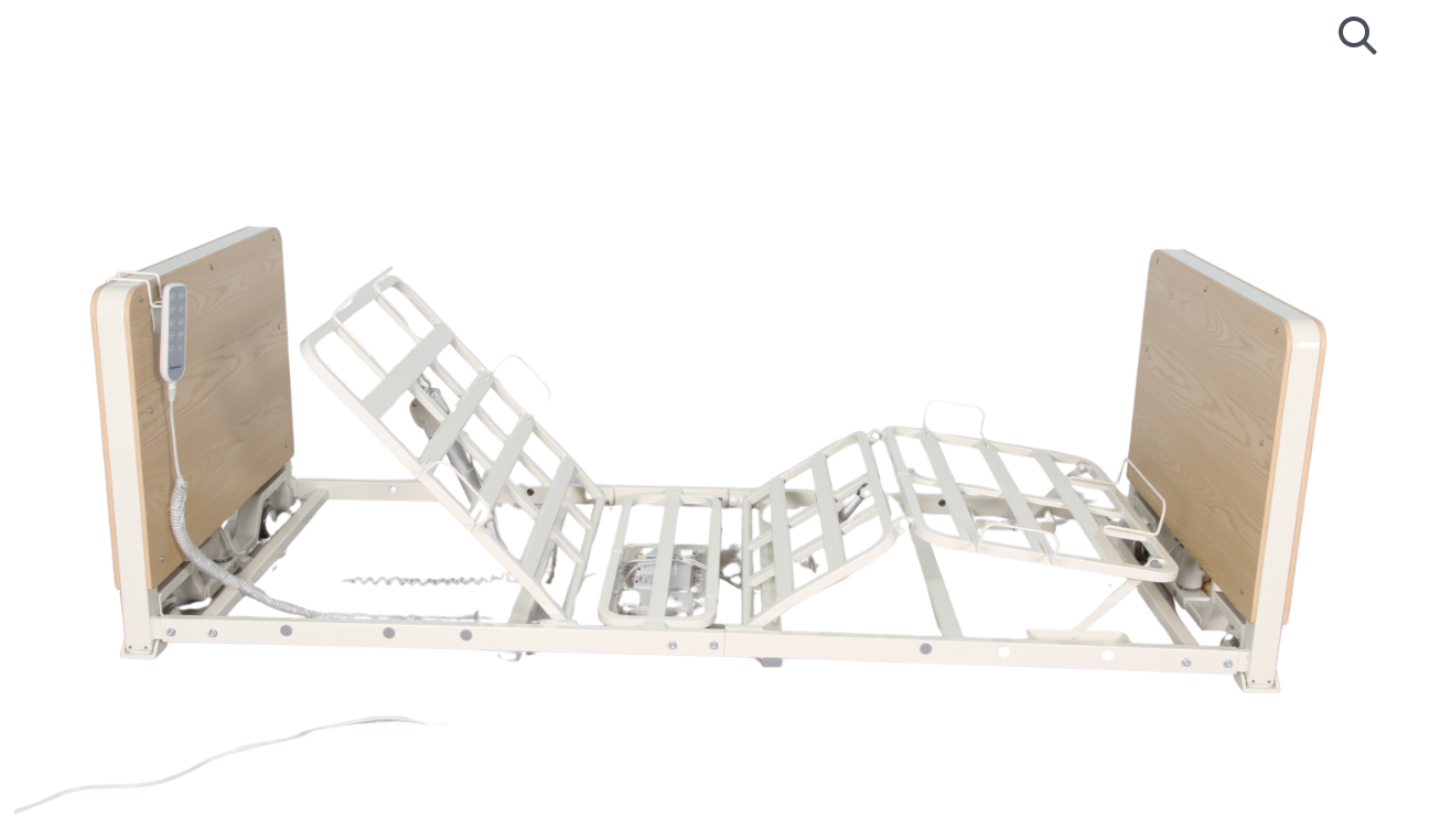 CostCare B420 Ultra Low Long-Term Care Bed by Mr. Hospital Bed, showing the adjustable medical bed with side rails and control panel.