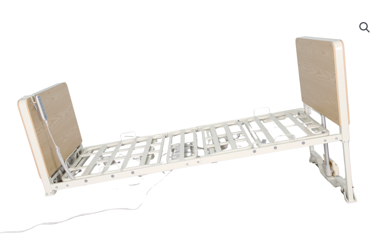 CostCare B420 ultra low long-term care bed by Mr. Hospital Bed with adjustable side rails and a sturdy metal frame.