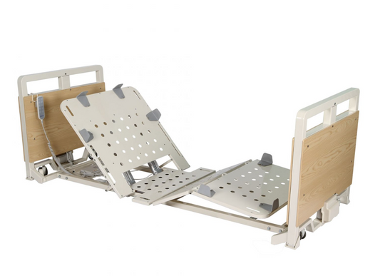 CostCare B437 Ultra Low Long-Term Care Bed by Mr. Hospital Bed, featuring adjustable side rails and a sturdy frame for patient comfort.