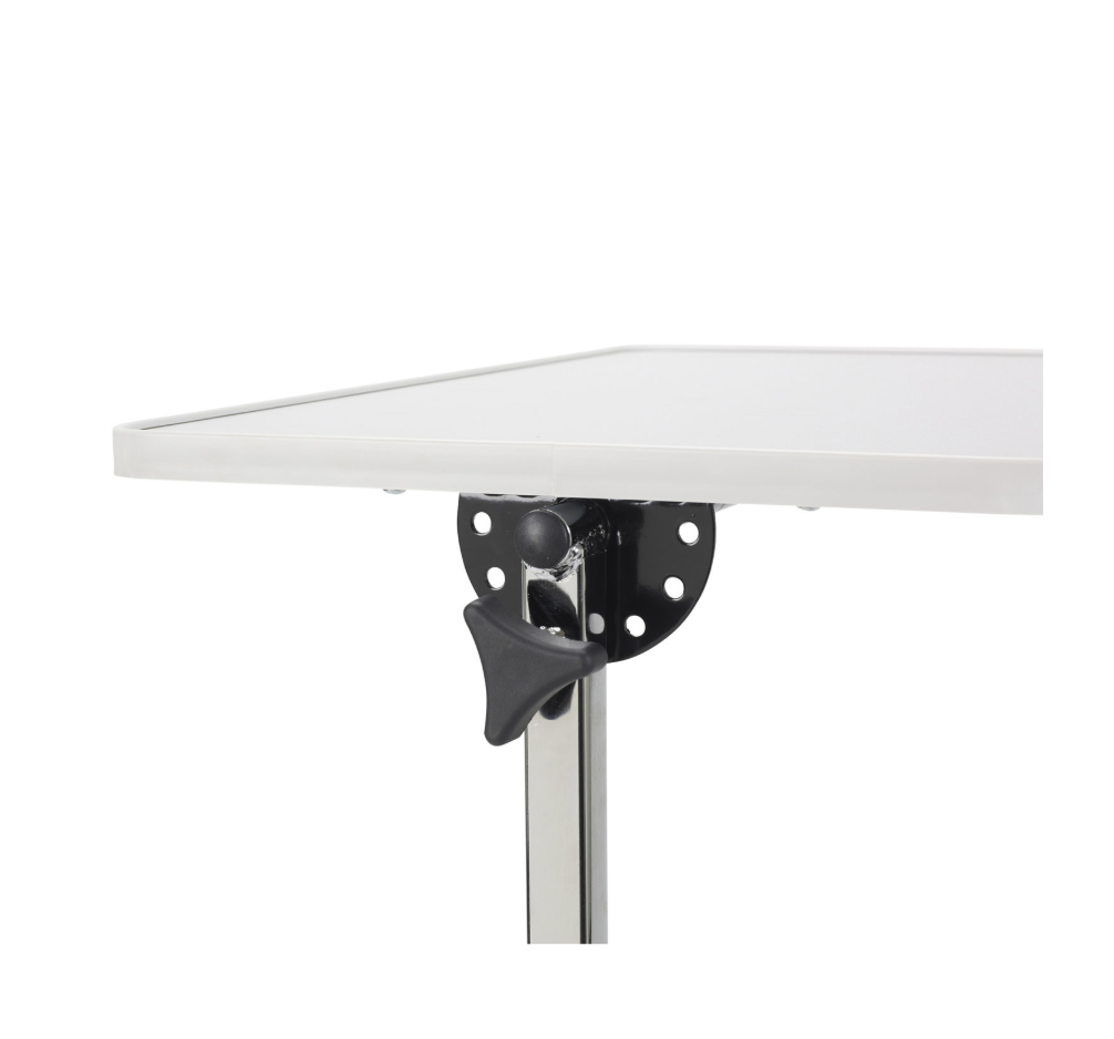White shelf with black bracket on a white background