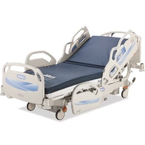 Hospital bed with adjustable features on a white background