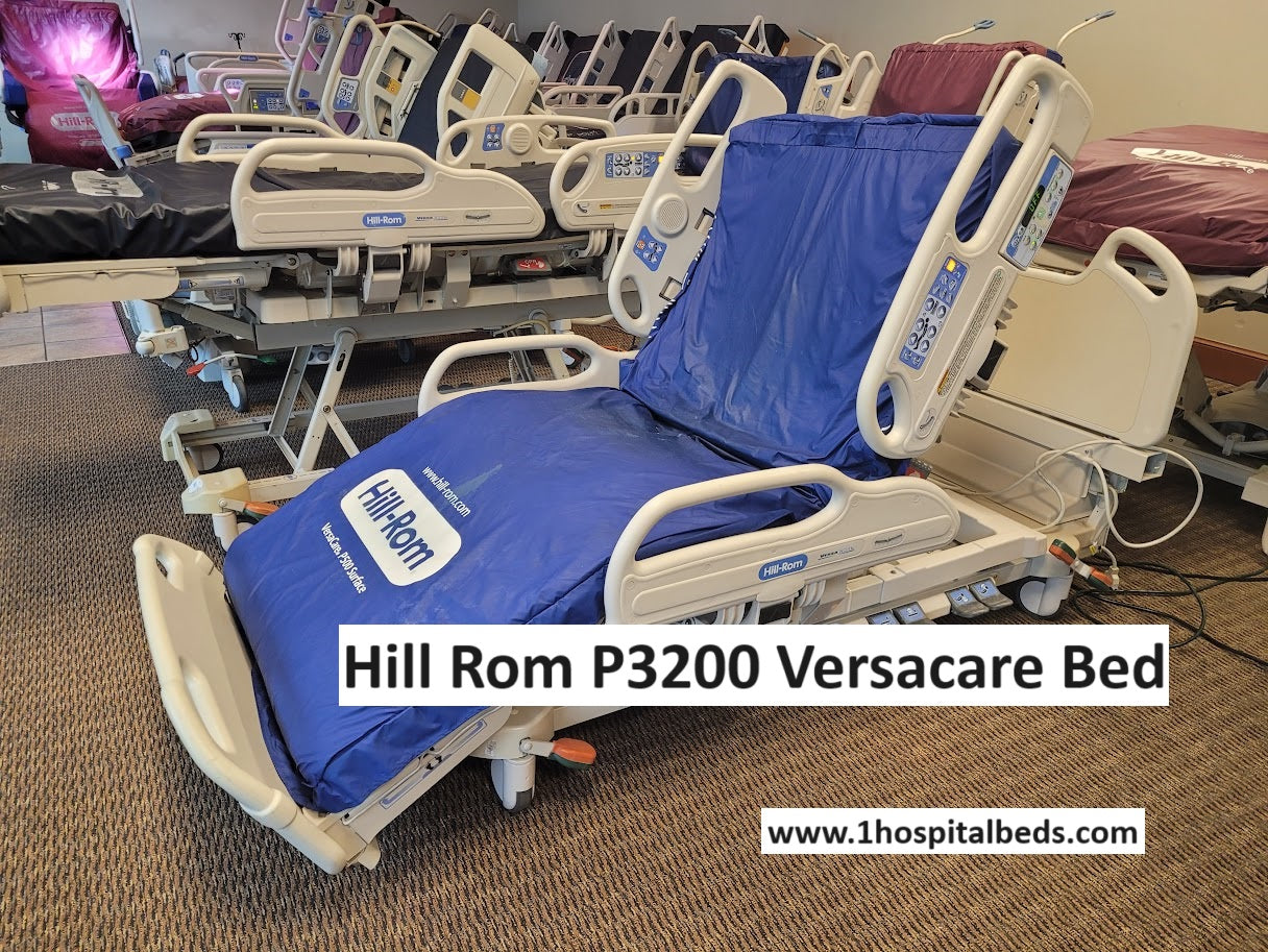 Hill Rom P3200 Versacare hospital bed with P500 air mattress system, featuring adjustable bed frame and medical-grade mattress system.