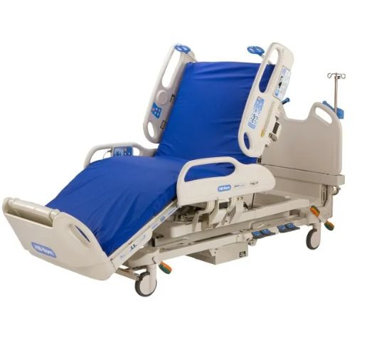 Hill Rom P3200 Versacare hospital bed with P500 air mattress system, featuring adjustable side rails and patient comfort features