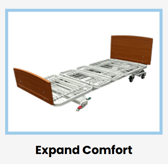 Med Mizer RetractaBed long-term care bed by Mr. Hospital Bed, featuring expandable design for patient comfort and support.