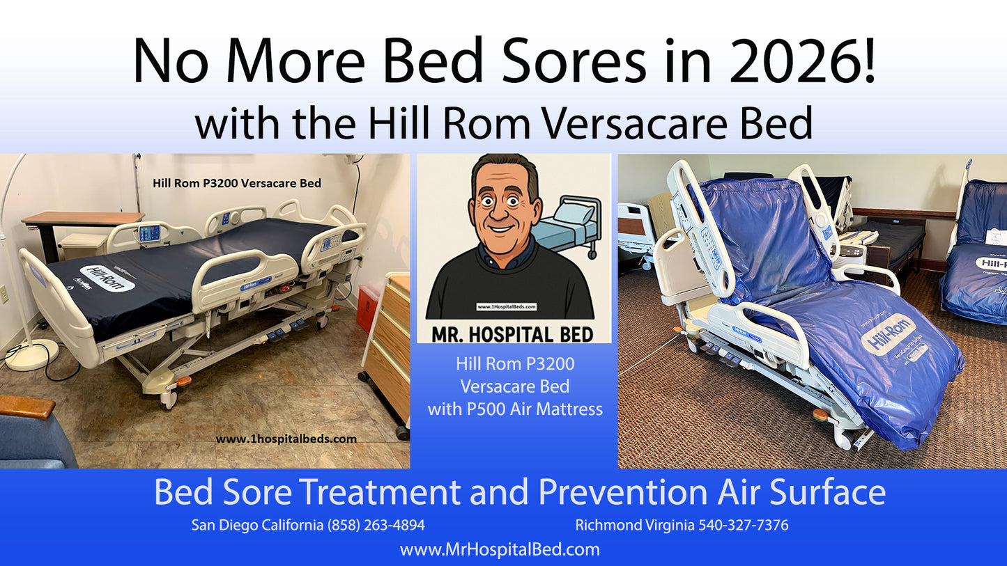 Hill Rom P3200 Versacare hospital bed with P500 air mattress system designed to prevent bed sores and improve patient comfort