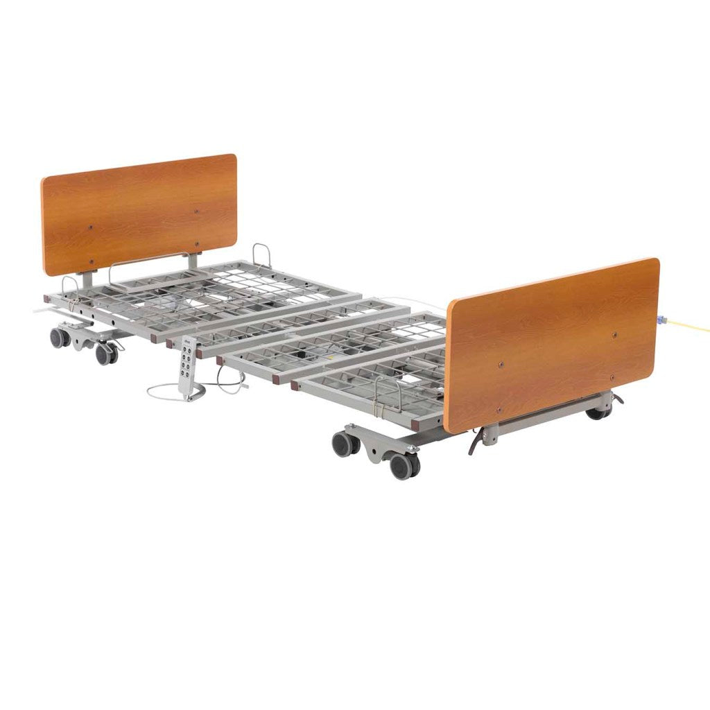 Mr. Hospital Bed Drive Prime Care P503 long term care bed with adjustable side rails and a sturdy metal frame.