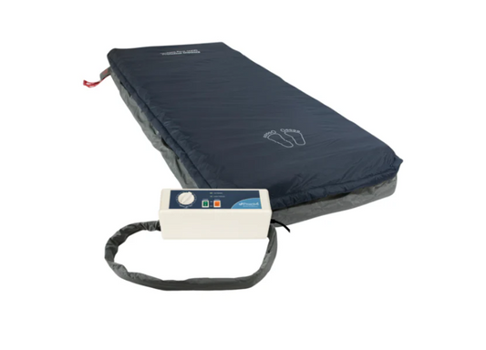 Protekt Aire 4600DX air mattress by Mr. Hospital Bed, showing the adjustable hospital-style air mattress with control panel and ventilation features.