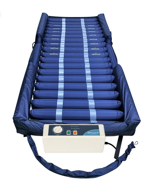 Protekt Aire 4600DXAB air mattress by Mr. Hospital Bed, showing the durable, inflatable surface and built-in air pump.