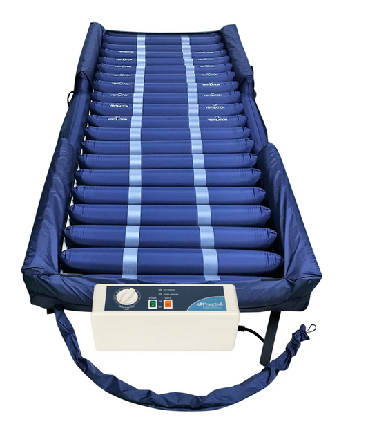 Protekt Aire 3600AB air mattress by Mr. Hospital Bed, showing the durable surface and adjustable air chambers for patient comfort.