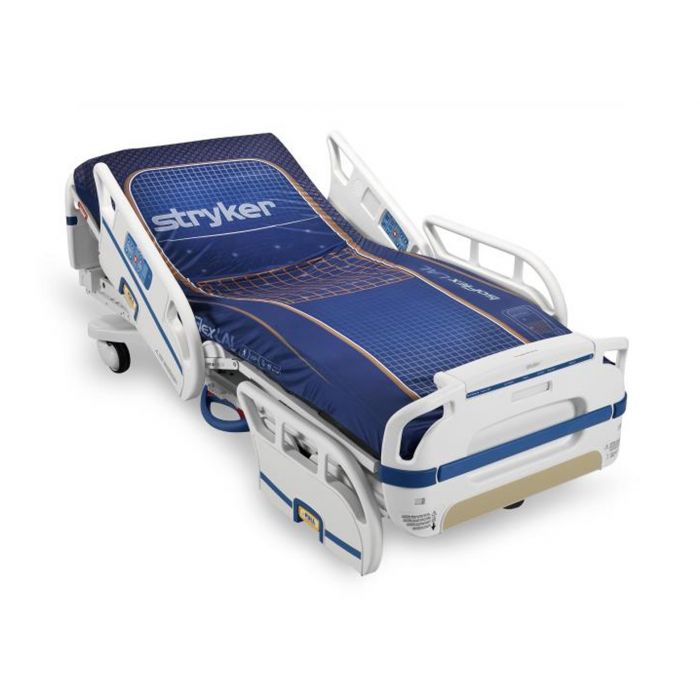 Stryker Secure 3 Model 3005 hospital bed with air mattress and adjustable side rails, designed for patient care and comfort.